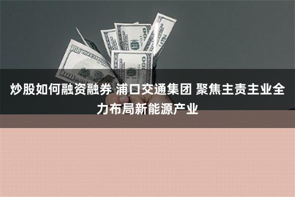 炒股如何融资融券 浦口交通集团 聚焦主责主业全力布局新能源产业