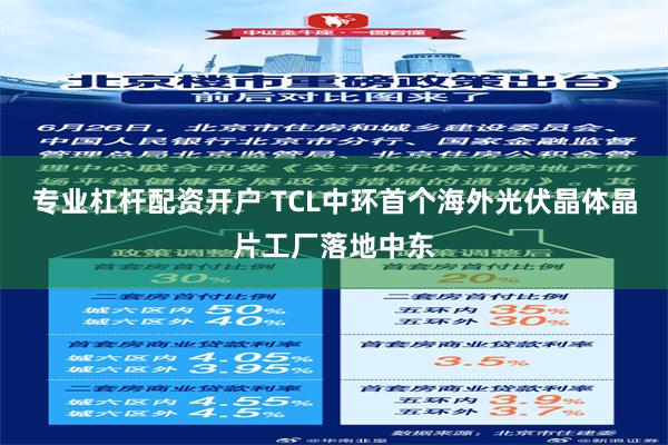 专业杠杆配资开户 TCL中环首个海外光伏晶体晶片工厂落地中东