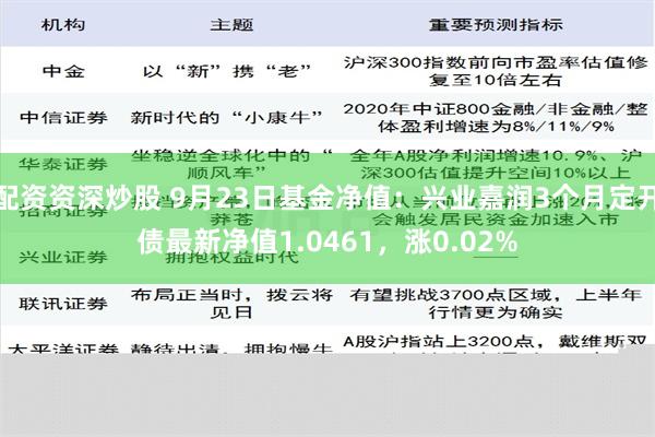 配资资深炒股 9月23日基金净值：兴业嘉润3个月定开债最新净值1.0461，涨0.02%