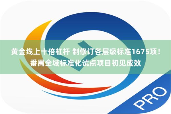 黄金线上十倍杠杆 制修订各层级标准1675项！番禺全域标准化试点项目初见成效